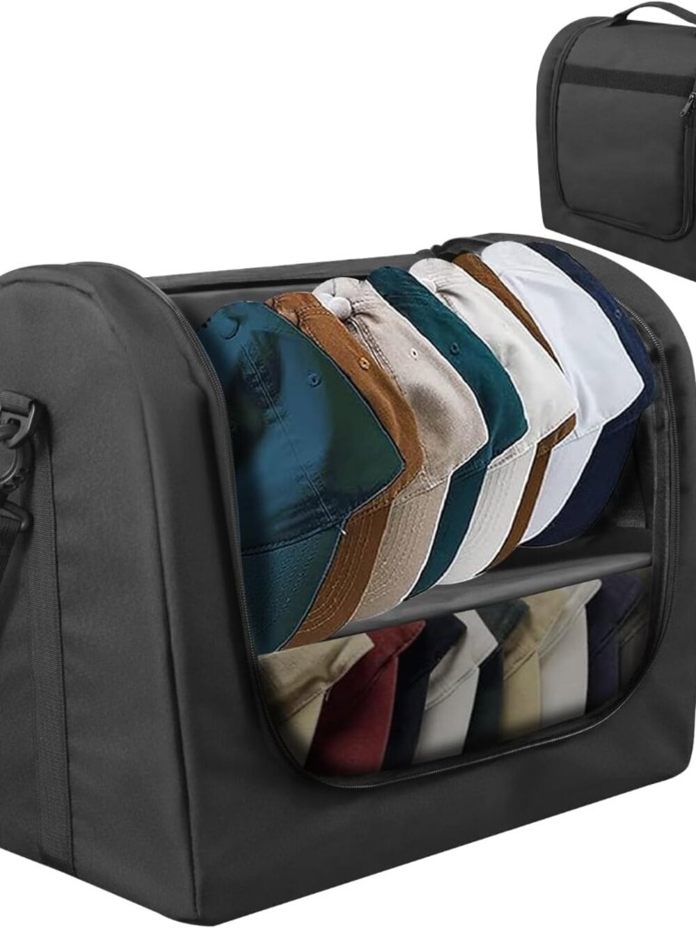 Large Baseball Caps Hat Organizer Bag for Traveling,Portable Carrier Case